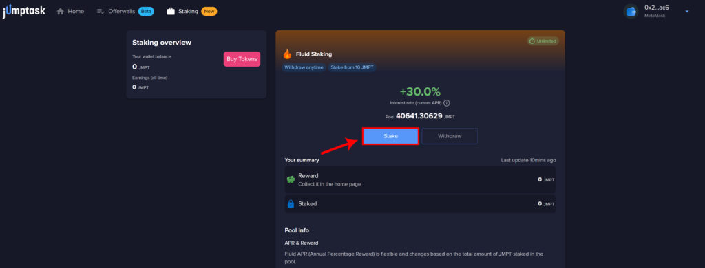 jumptask fluid staking