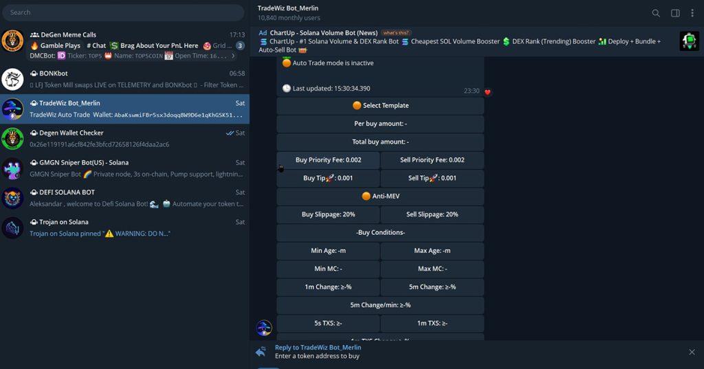 trading bots sniping meme